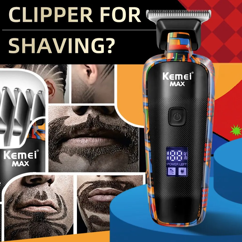 Kemei-5090-Digital-Display-Professional-Barber-Pusher-For-Men-Hair-Clipper-Reciprocating-Random-Graffiti-Pattern-Electric